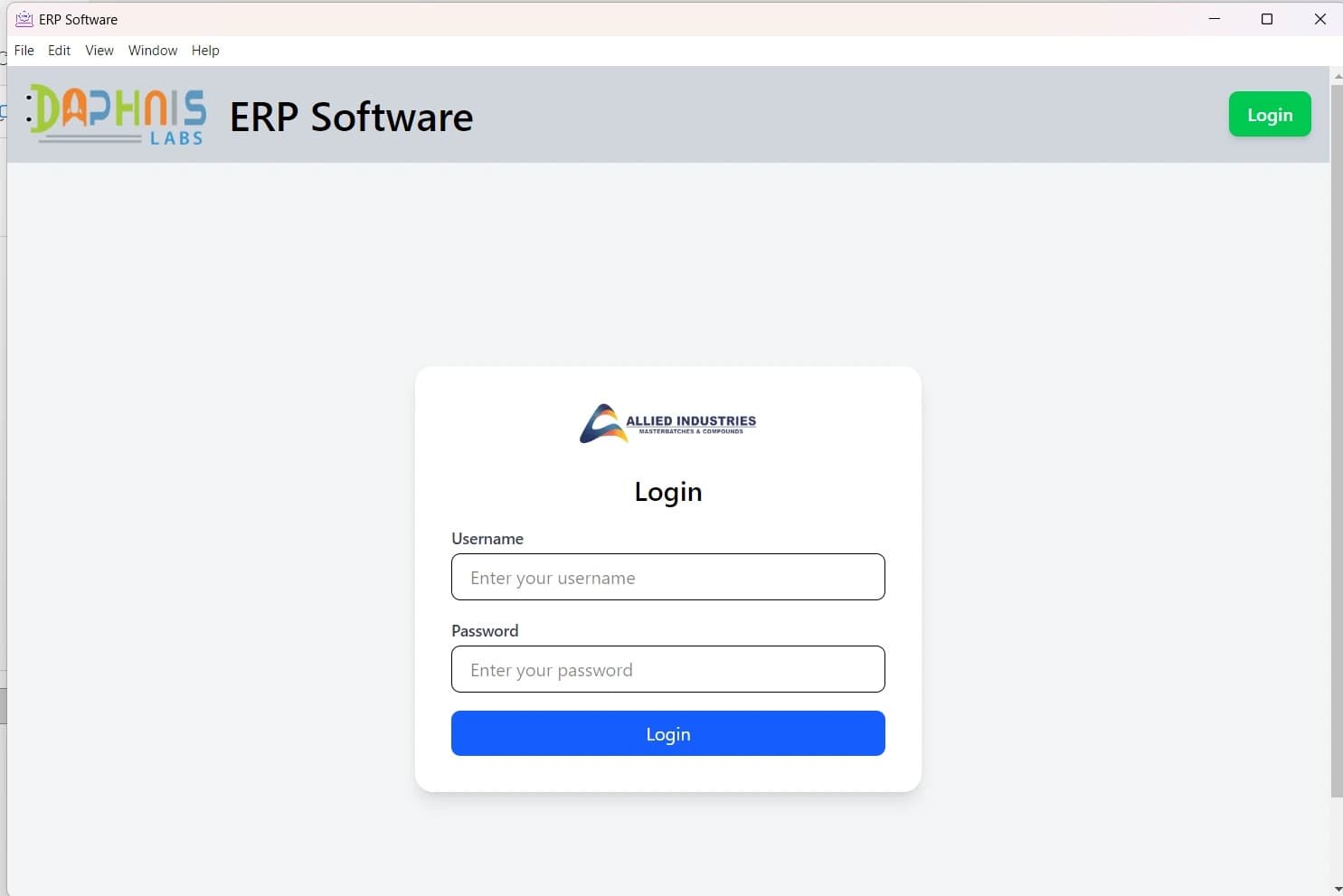 Allied ERP — desktop login