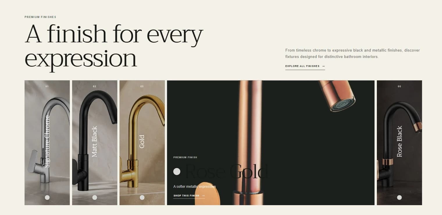 Finish explorer — chrome, black and metallic options