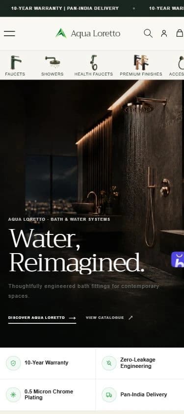 Aqua Loretto — the Shopify preview on mobile