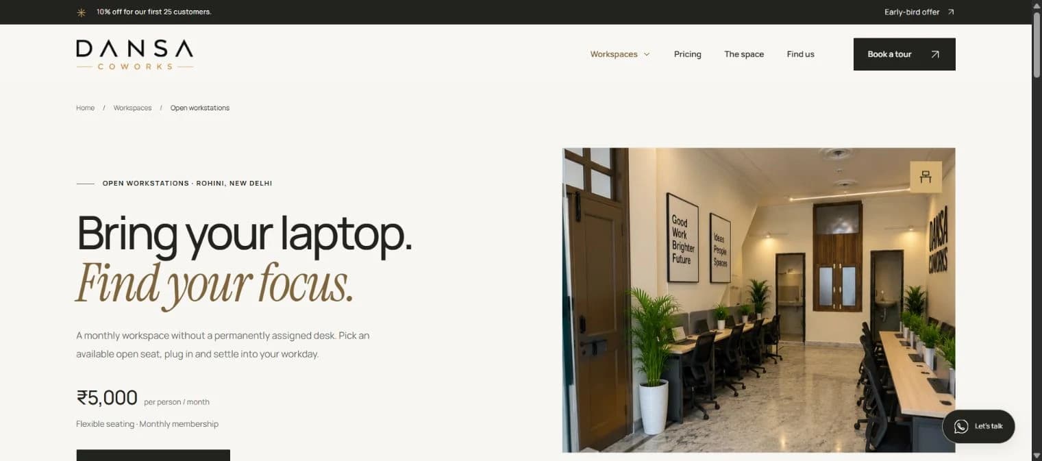 Open workstations — desk-based coworking