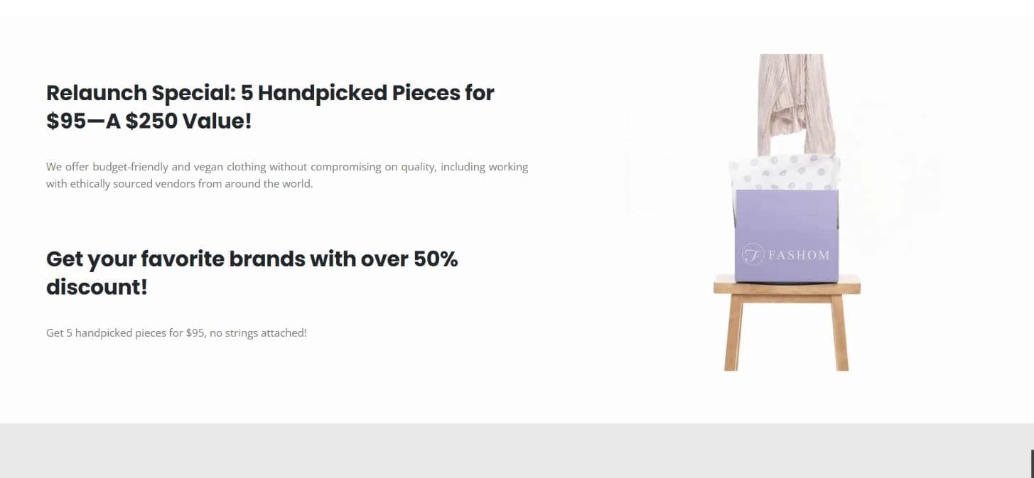 Current website — the styling-box experience