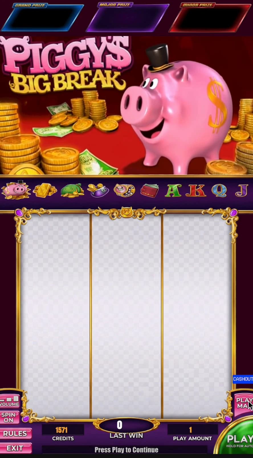 Piggy's Big Break - recorded theme screen