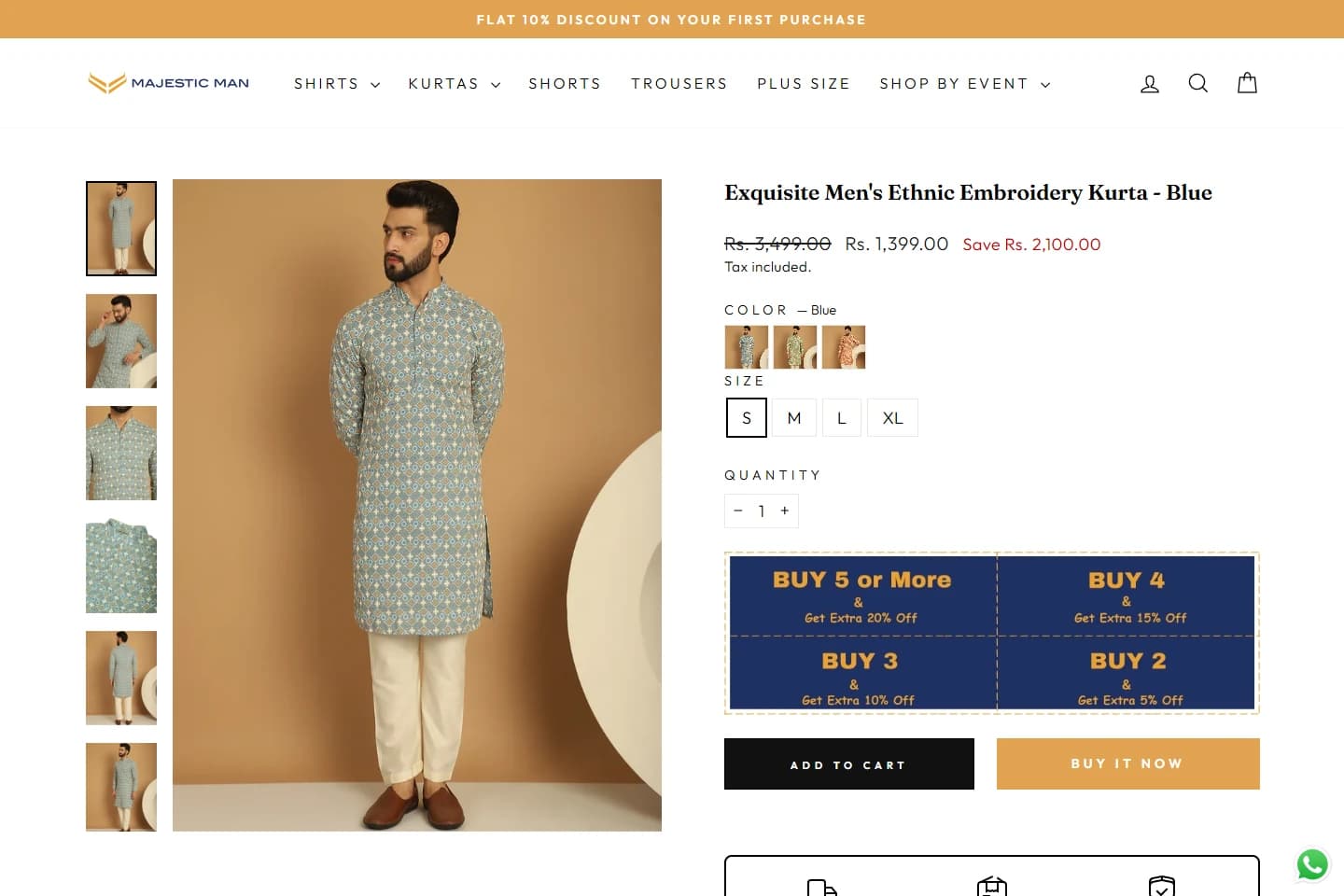 Embroidered kurta · product page