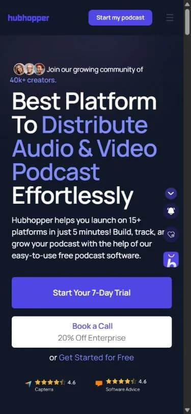 Hubhopper — current public website on mobile, not the original app
