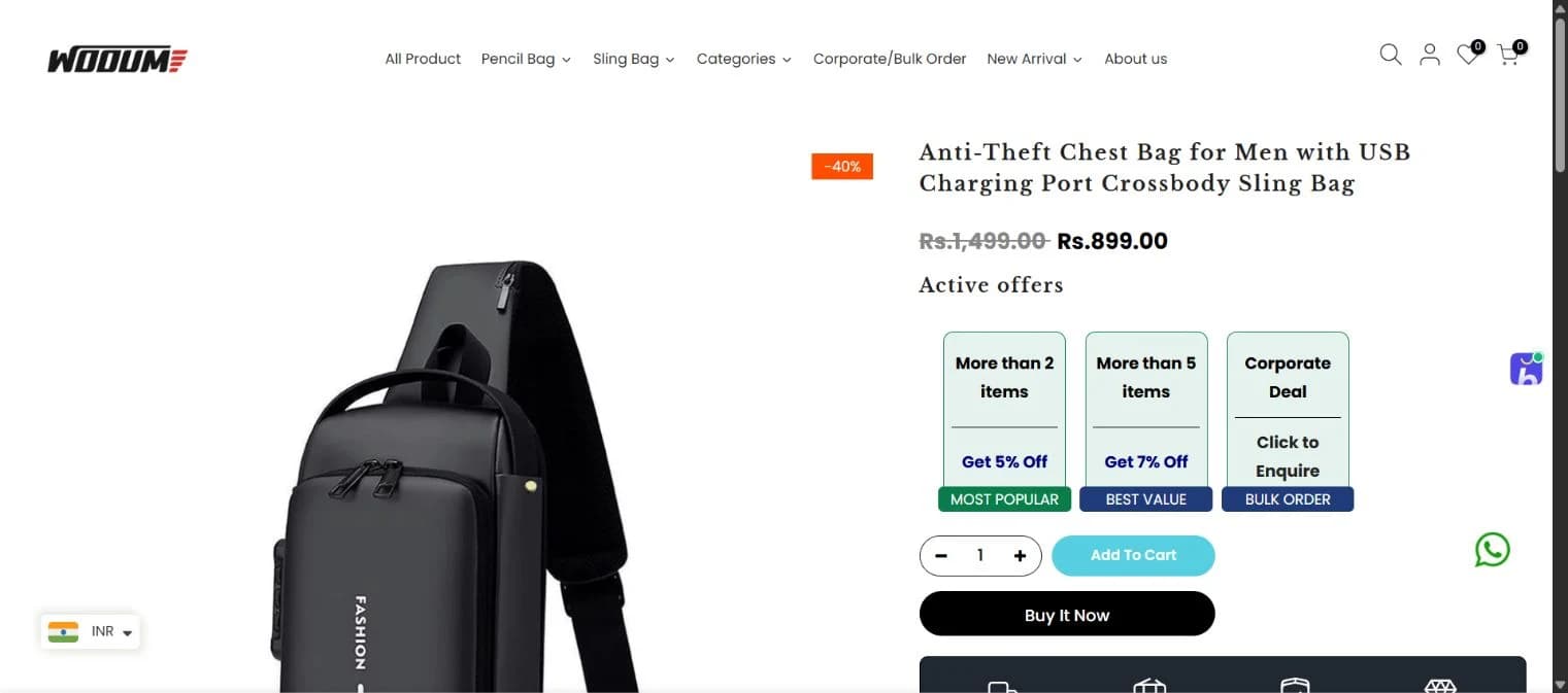 Current live store — anti-theft sling bag