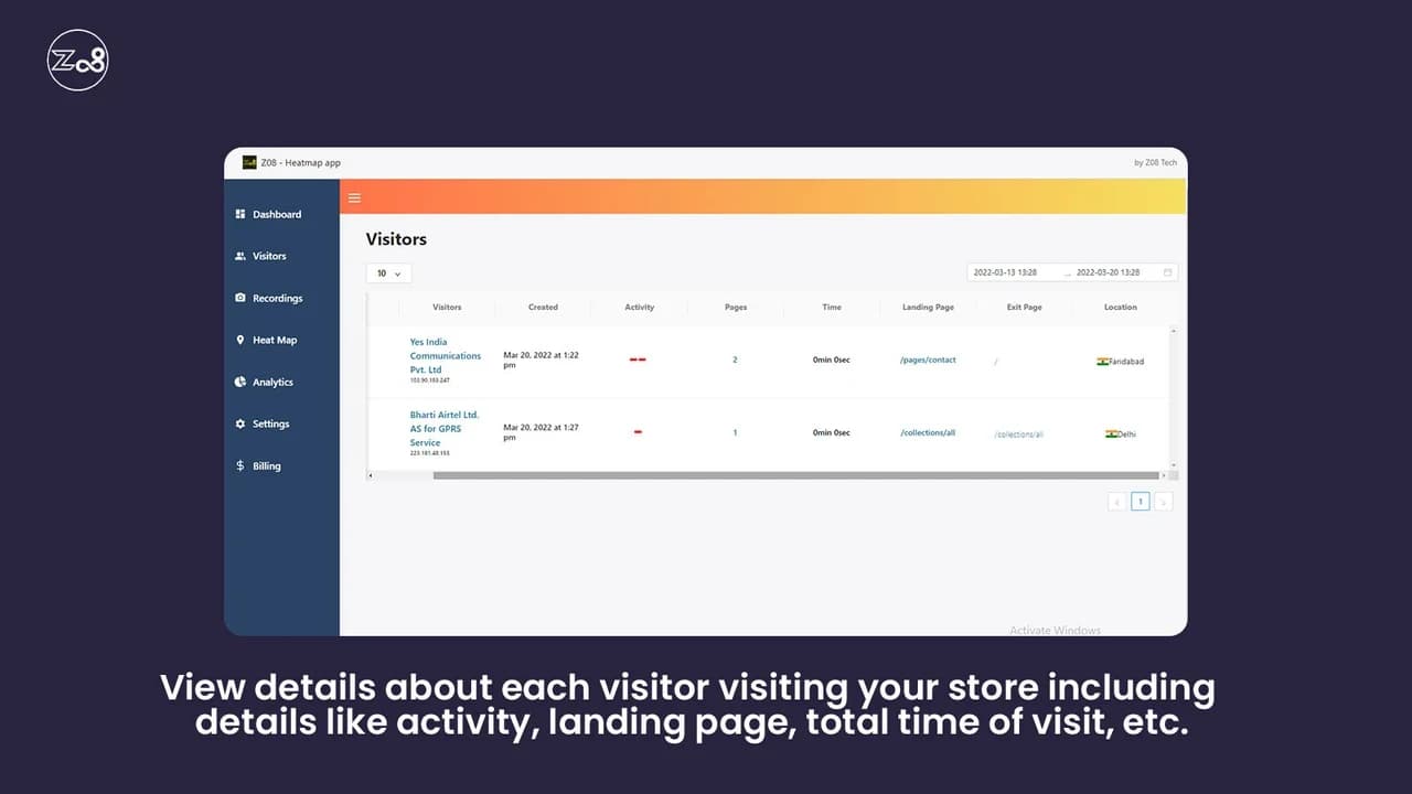 Official product screen — visitor list
