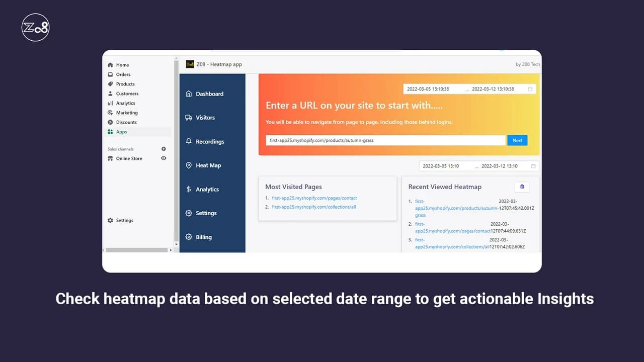 Official product screen — heatmap selection