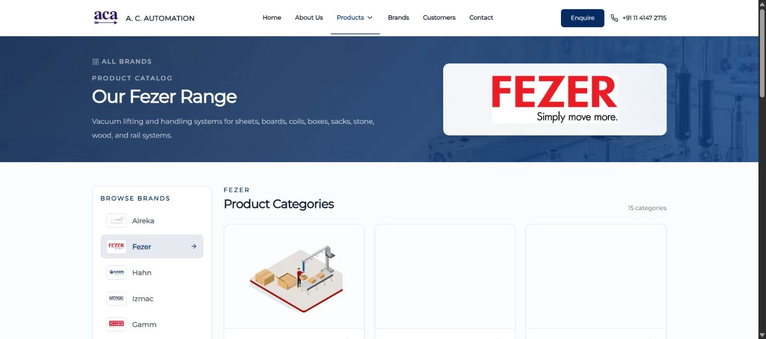 Website preview — Fezer catalogue and product groups