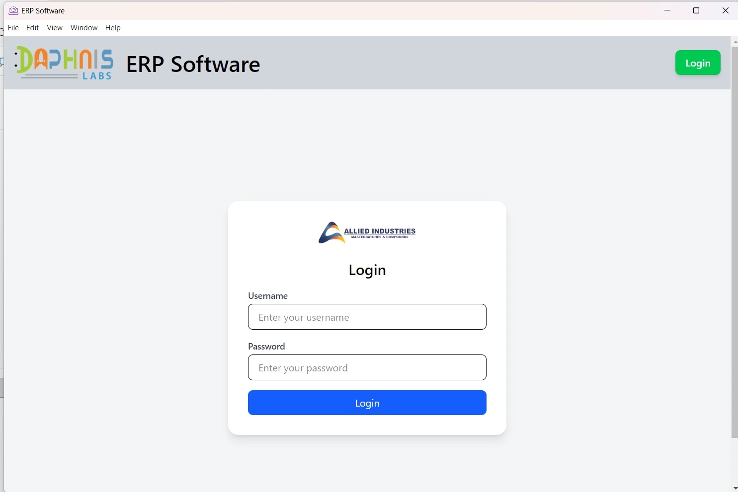 Allied ERP — desktop login