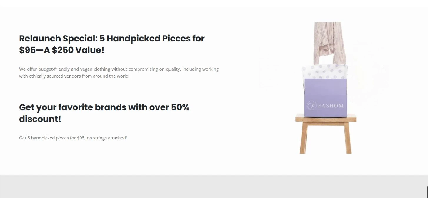 Current website — the styling-box experience