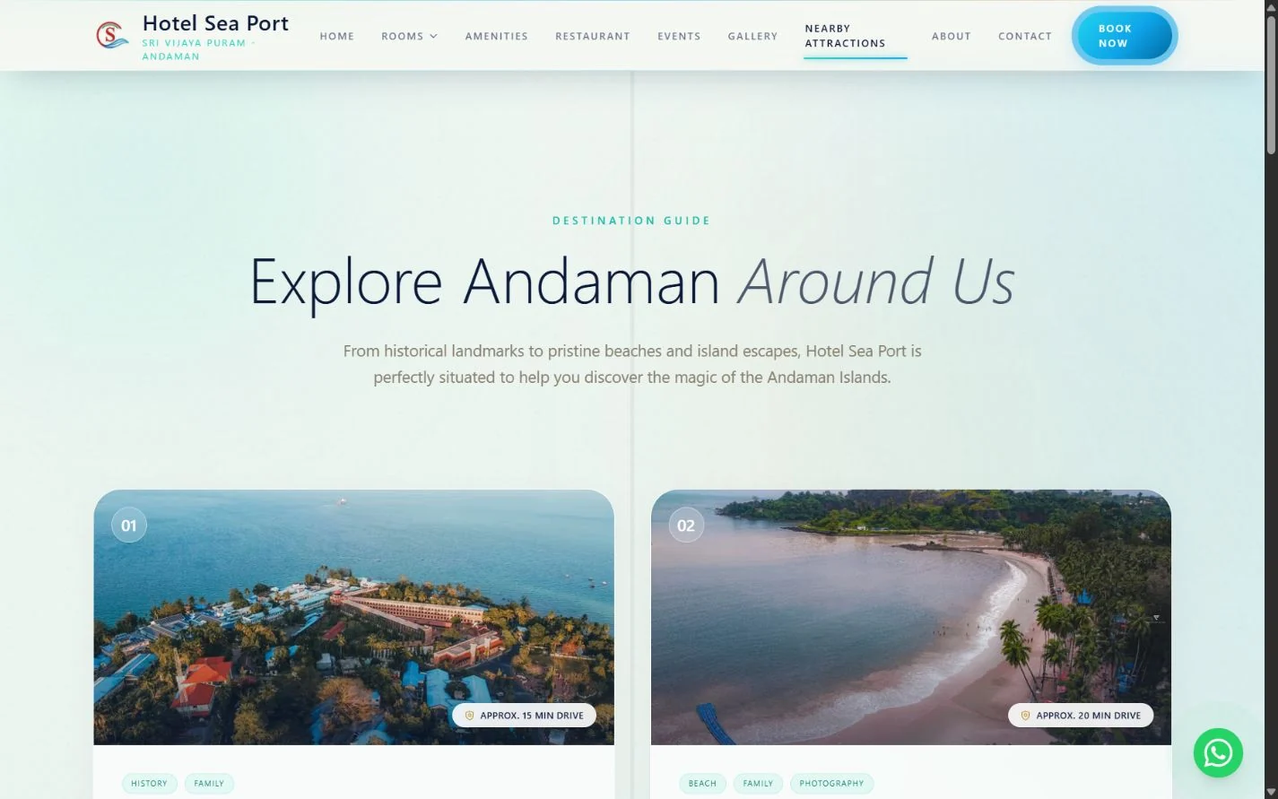 Nearby attractions — destination cards and travel context