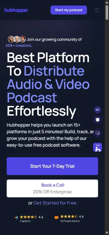 Hubhopper — current public website on mobile, not the original app