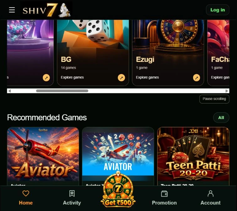 Shiv7 — recommended games and provider collections