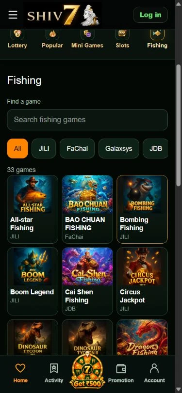 Shiv7 — mobile fishing catalogue and provider filters