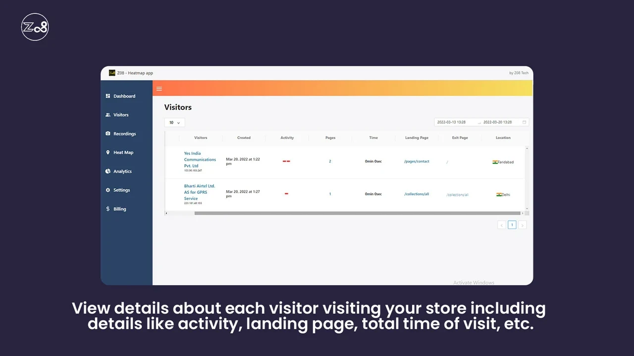 Official product screen — visitor list